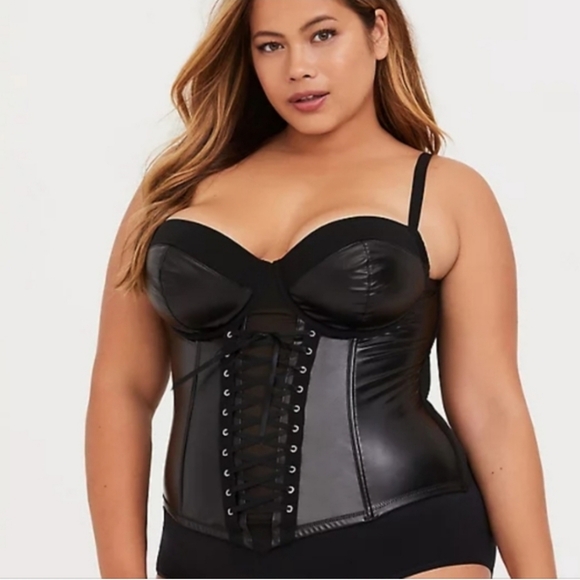 Torrid Curve Other - TORRID Black Lace-up Faux Leather Corset Bustier Size 1X